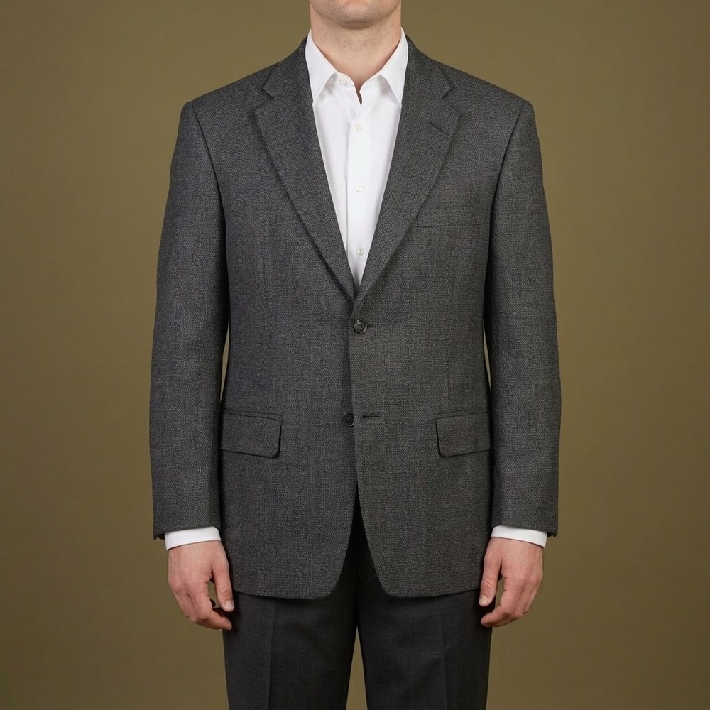 Haggar‎ Collections Blazer Jacket Mens 42R Gray Wool Blend EUC